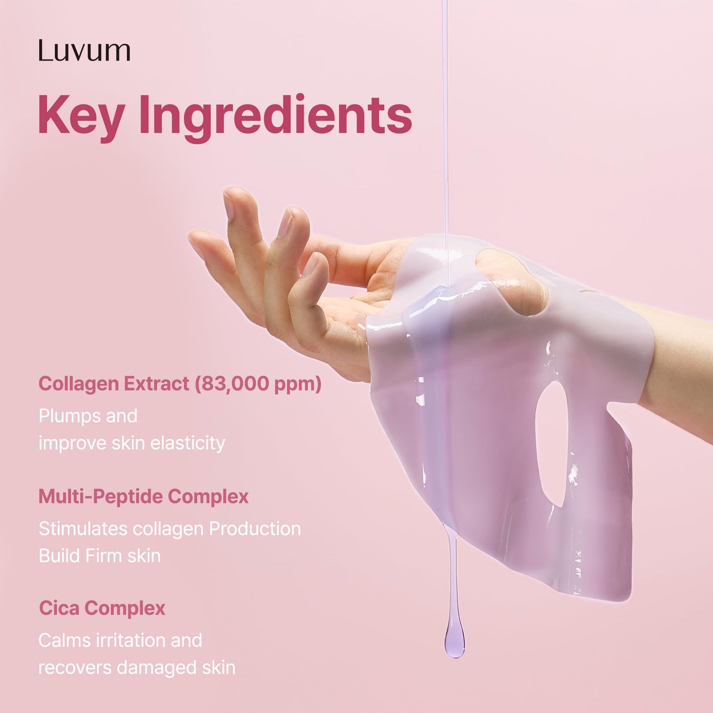 LUVUM Slow Aging Phyto Collagen Gel Mask, Collagen, Overnight Hydrogel Mask, 4+1 Pack