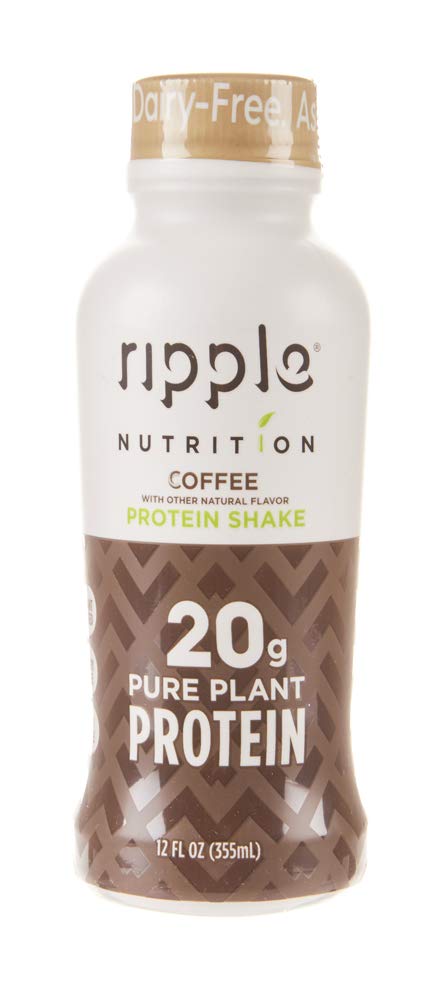 Ripple Vanilla Plant Based Protein Shake | 20g of Quality Sourced Pea Protein, Calcium & Iron Rich | Shelf Stable | Vegan & Non GMO | Dairy, Soy, Nut, & Gluten Free | 12 Fl Oz Bottles (Pack of 12)