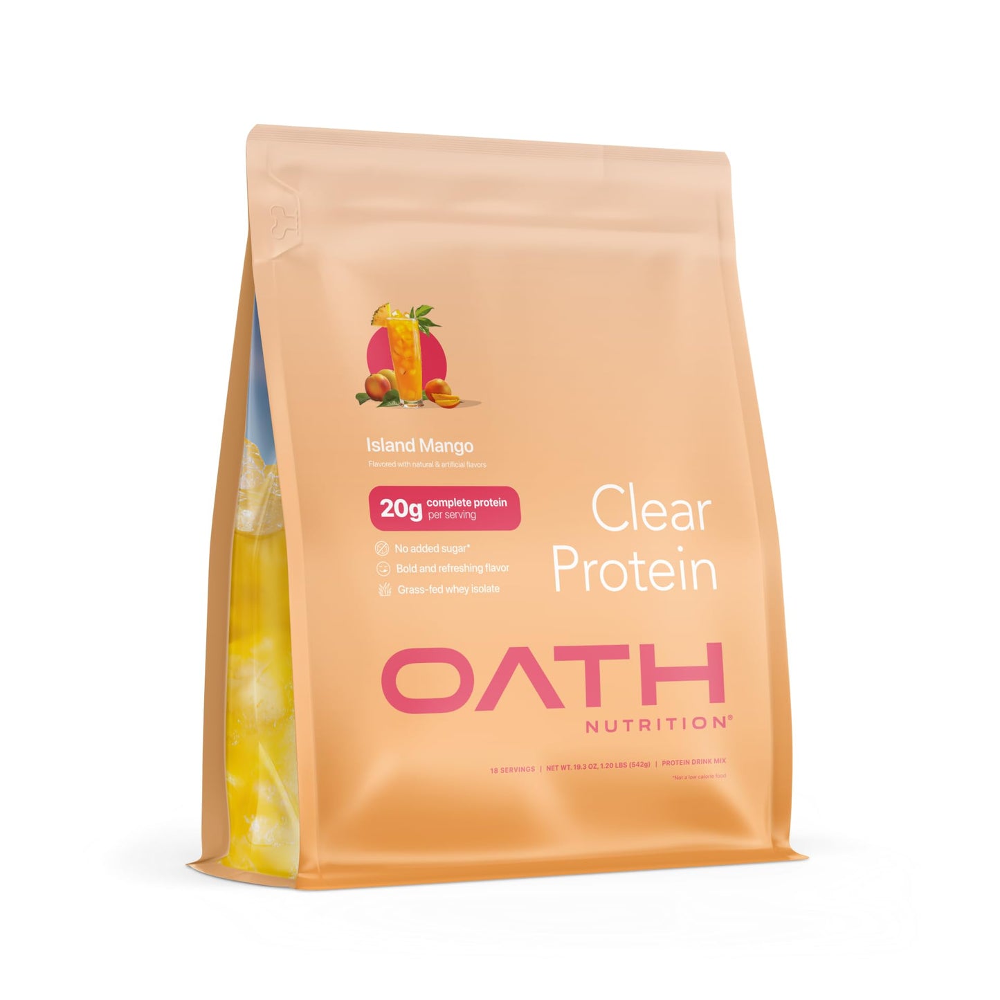 Oath Nutrition Clear Whey Isolate Protein Powder, Coconut Colada, 20g Complete Protein per Serving, No Added Sugar, Grass-Fed, 21 Servings
