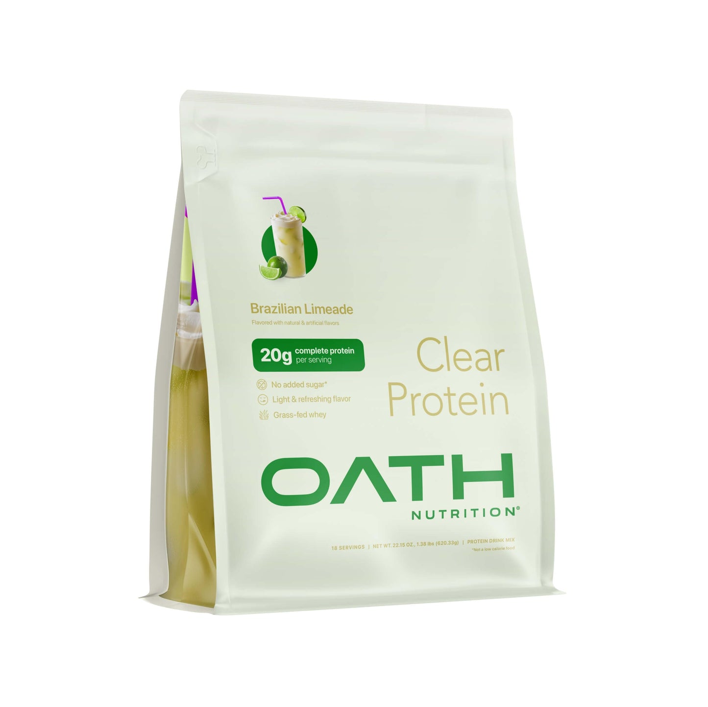 Oath Nutrition Clear Whey Isolate Protein Powder, Coconut Colada, 20g Complete Protein per Serving, No Added Sugar, Grass-Fed, 21 Servings