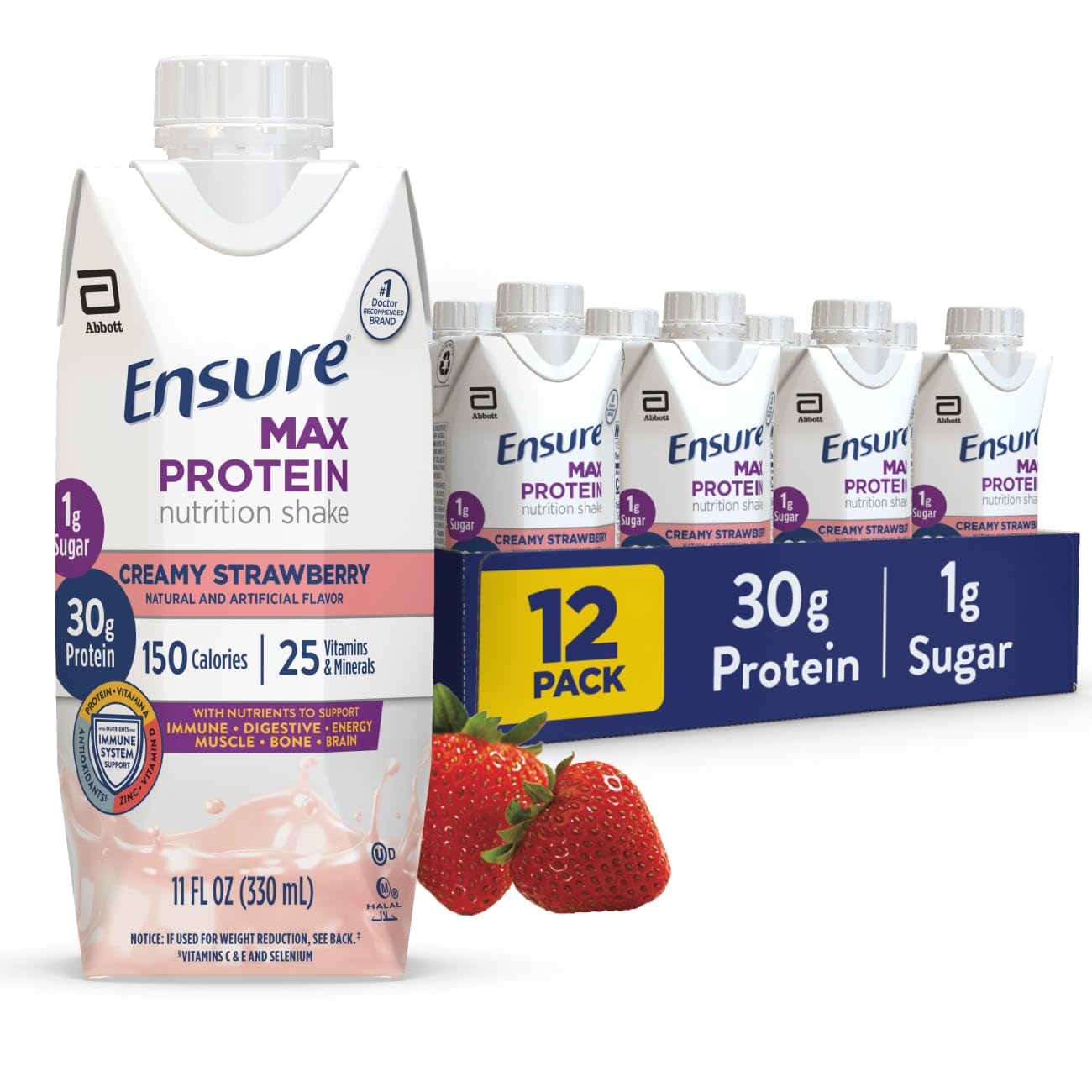 Ensure Max Protein Cherry Cheesecake Shake, 30g High Protein, 12 Pack