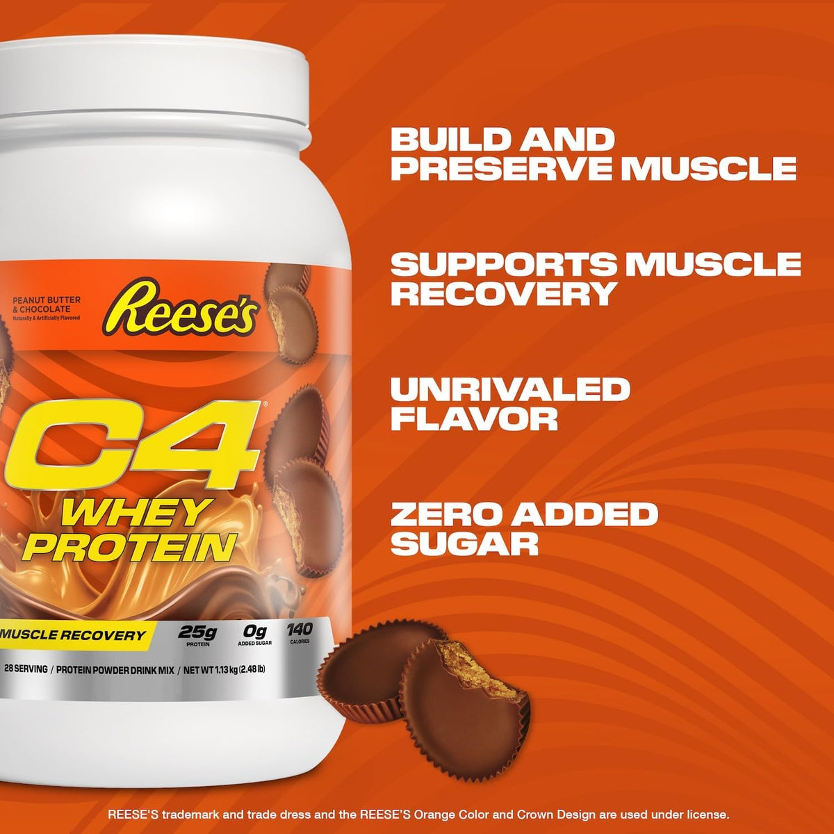C4 Whey Protein, 25g of Protein, Reese's Peanut Butter & Chocolate, 28 Serv