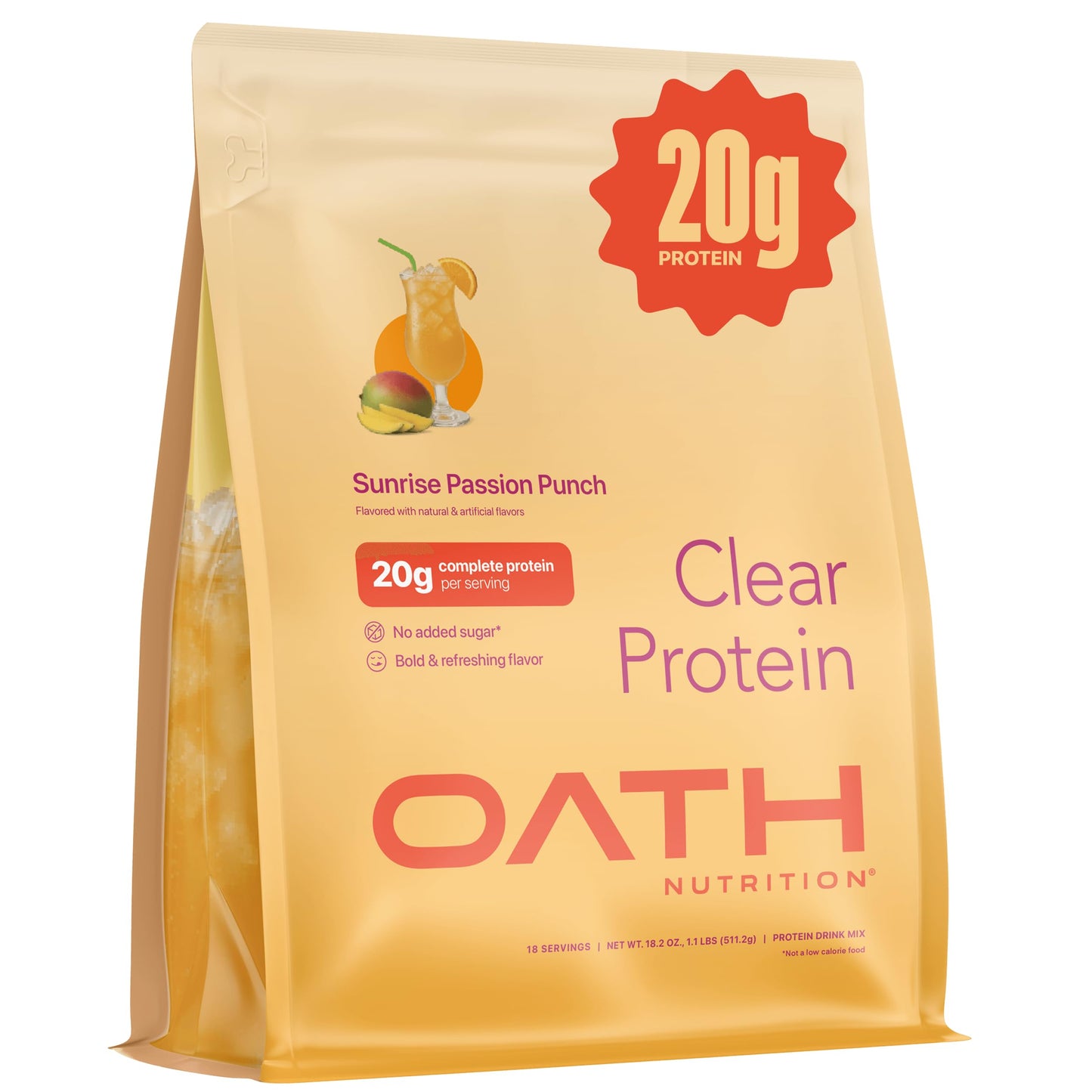 Oath Nutrition Clear Whey Isolate Protein Powder, Coconut Colada, 20g Complete Protein per Serving, No Added Sugar, Grass-Fed, 21 Servings
