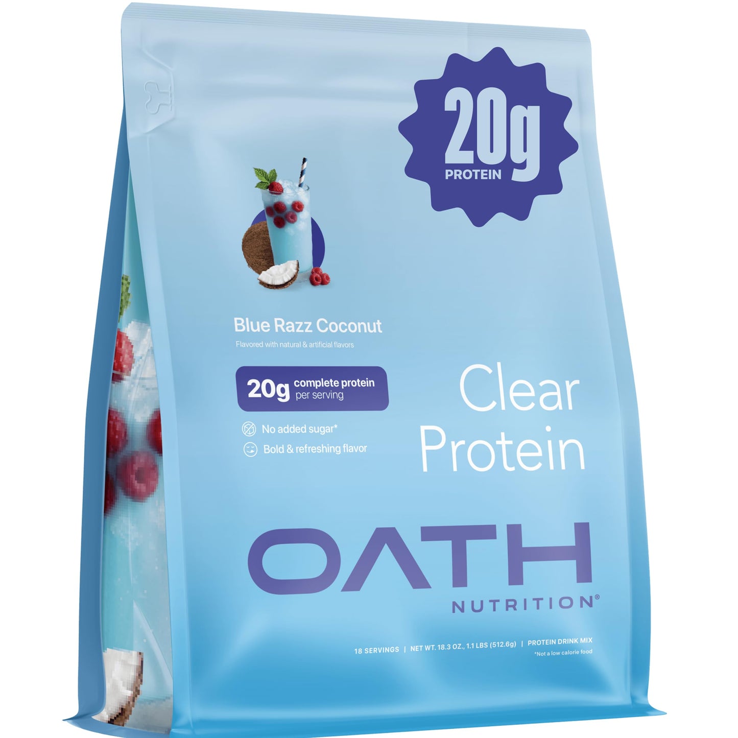 Oath Nutrition Clear Whey Isolate Protein Powder, Coconut Colada, 20g Complete Protein per Serving, No Added Sugar, Grass-Fed, 21 Servings