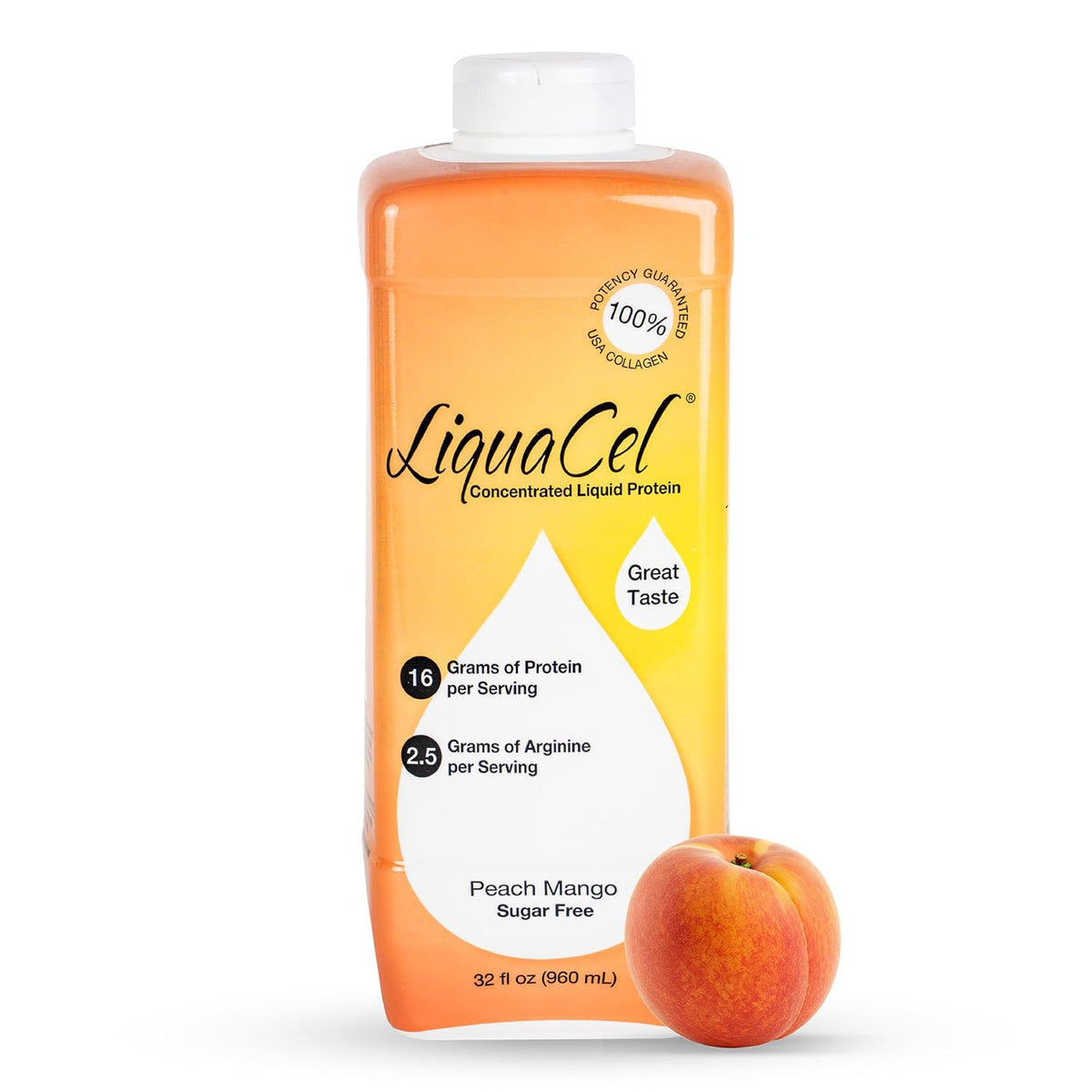 LiquaCel Liquid Protein, Peach Mango Flavor, 32 oz Bottle