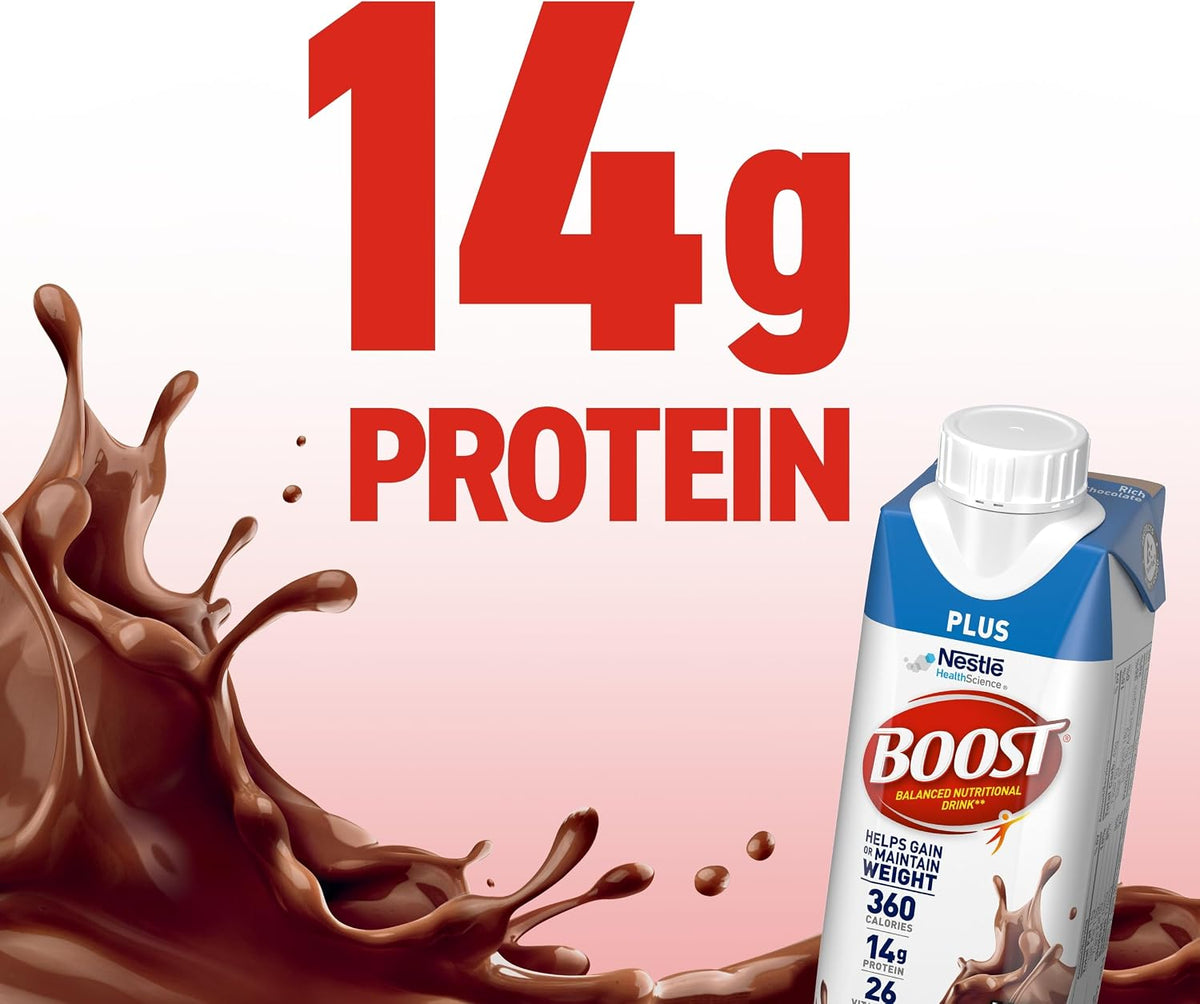 BOOST Plus Ready to Drink Nutritional Drink, Rich Chocolate, 24 Pack