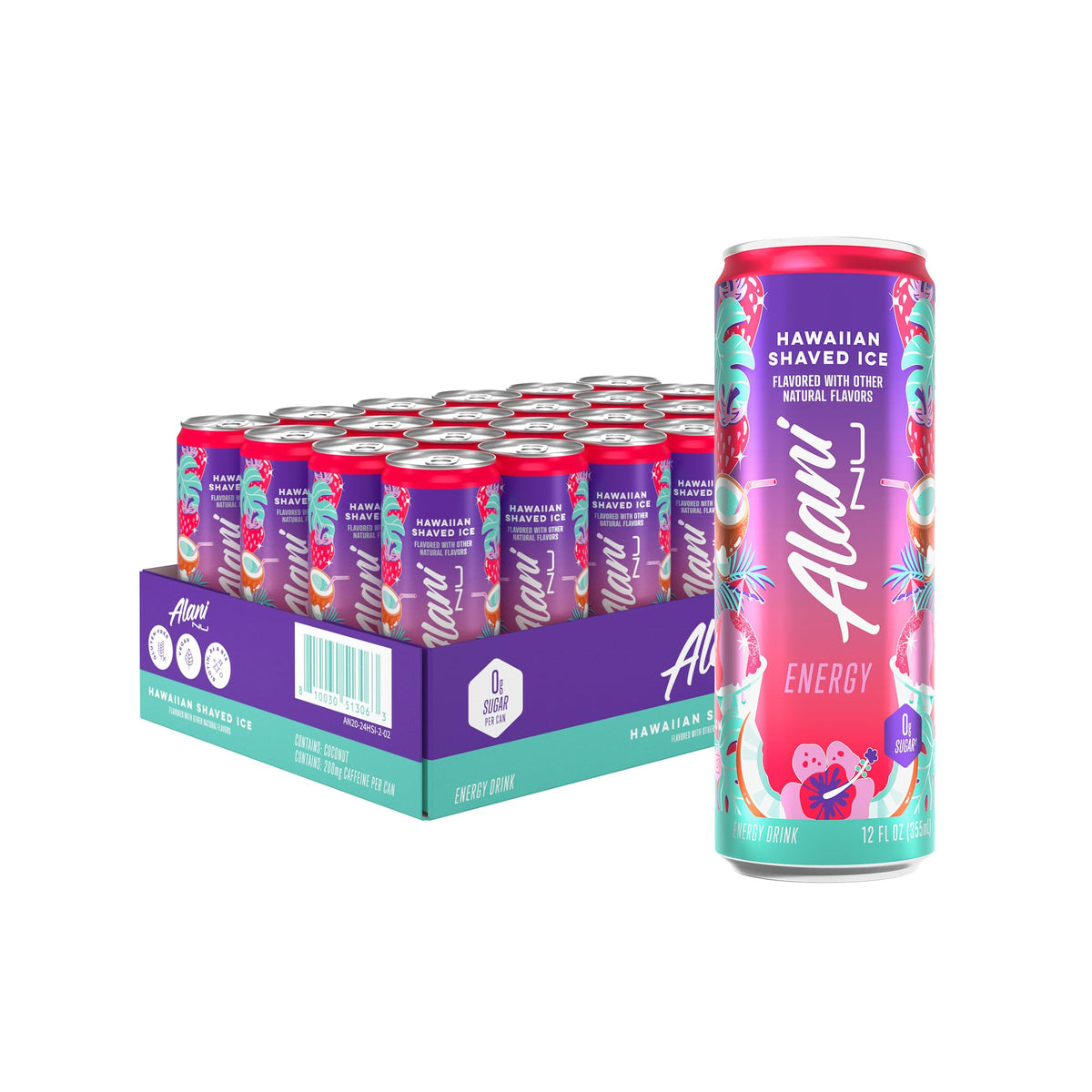 Alani Nu JUICY PEACH, Sugar Free, Low Calorie Energy Drinks, 200mg Caffeine, Biotin, B Vitamins, Zero Sugar, 10 Calories, 12 Fl Oz Cans, 24 Pack