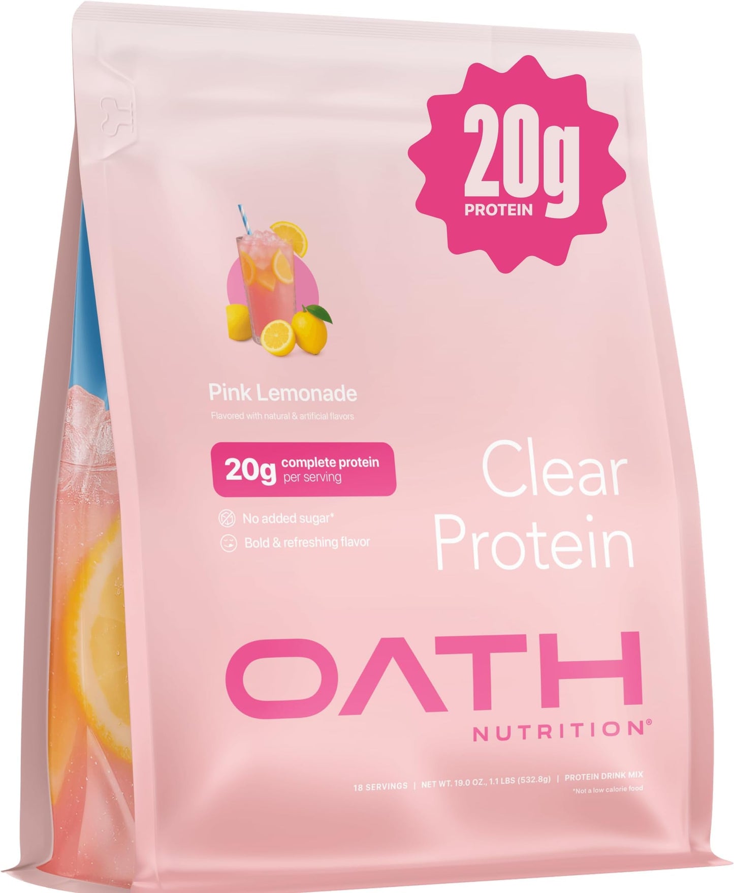 Oath Nutrition Clear Whey Isolate Protein Powder, Coconut Colada, 20g Complete Protein per Serving, No Added Sugar, Grass-Fed, 21 Servings