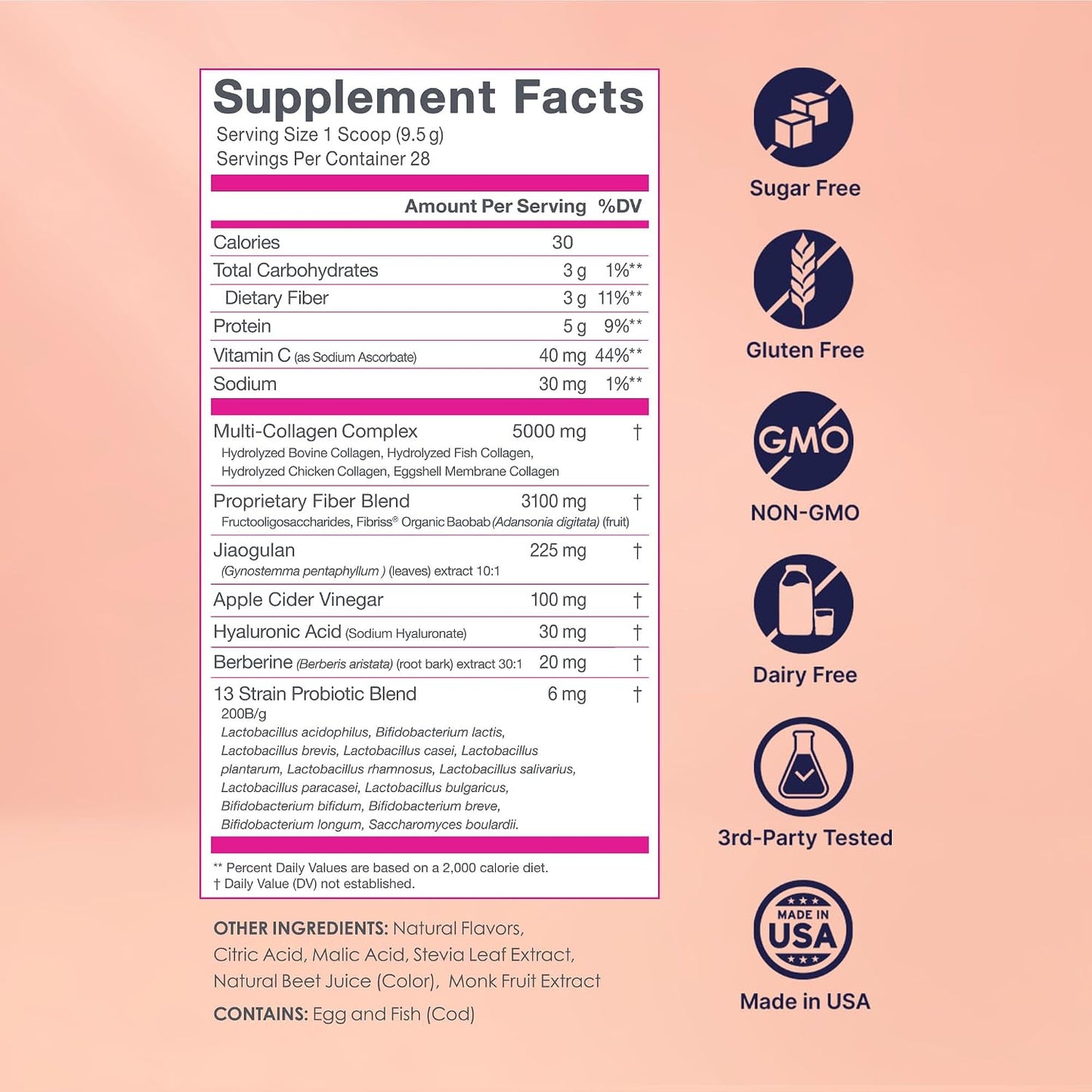 SkinnyFit Super Youth Collagen for Women, Limited Edition Berberine Formula, Multi Collagen Peptides, Baobab Fiber, 13-Strain Probiotics, Hyaluronic Acid, Sugar-Free, Tropical Punch (28 Servings)