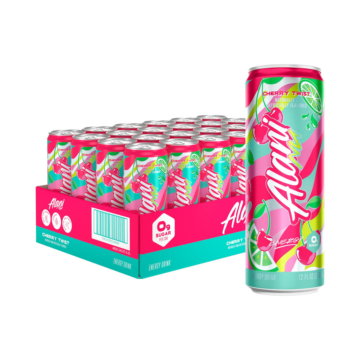 Alani Nu JUICY PEACH, Sugar Free, Low Calorie Energy Drinks, 200mg Caffeine, Biotin, B Vitamins, Zero Sugar, 10 Calories, 12 Fl Oz Cans, 24 Pack