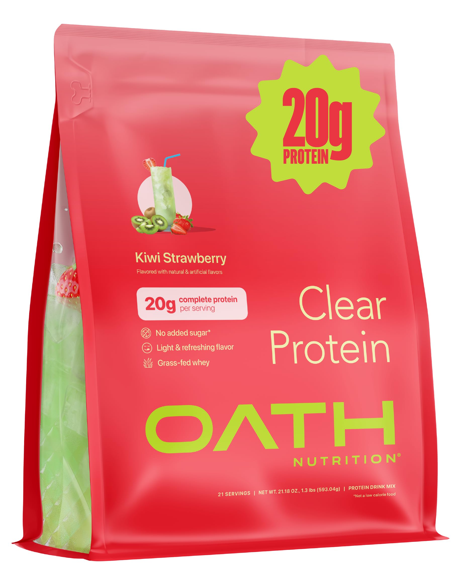 Oath Nutrition Clear Whey Isolate Protein Powder, Coconut Colada, 20g Complete Protein per Serving, No Added Sugar, Grass-Fed, 21 Servings
