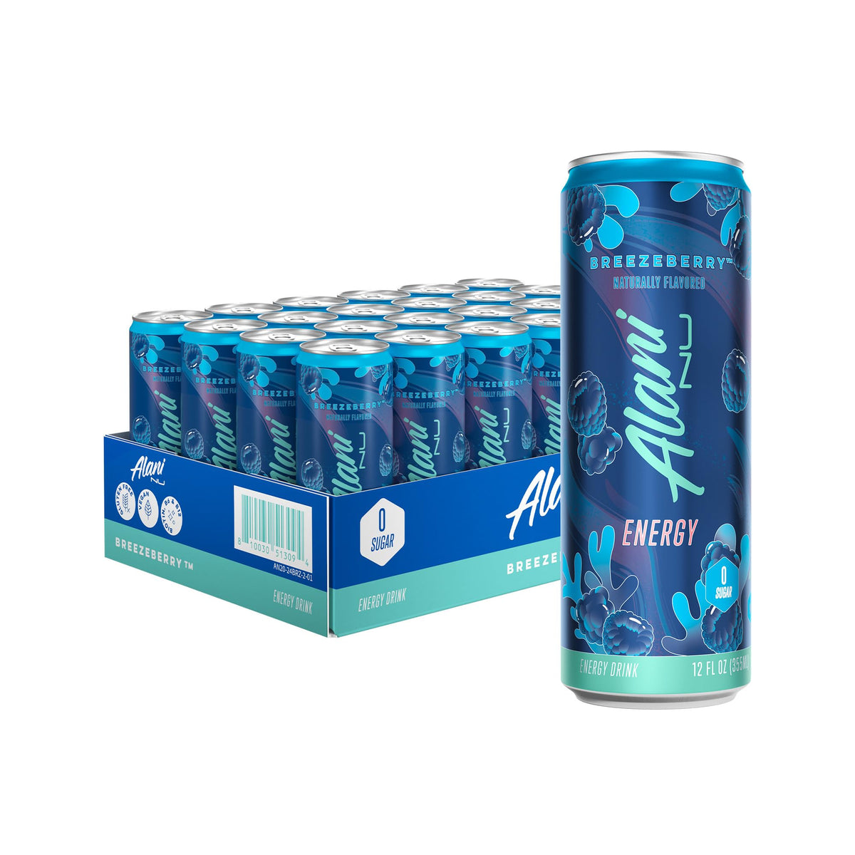 Alani Nu JUICY PEACH, Sugar Free, Low Calorie Energy Drinks, 200mg Caffeine, Biotin, B Vitamins, Zero Sugar, 10 Calories, 12 Fl Oz Cans, 24 Pack