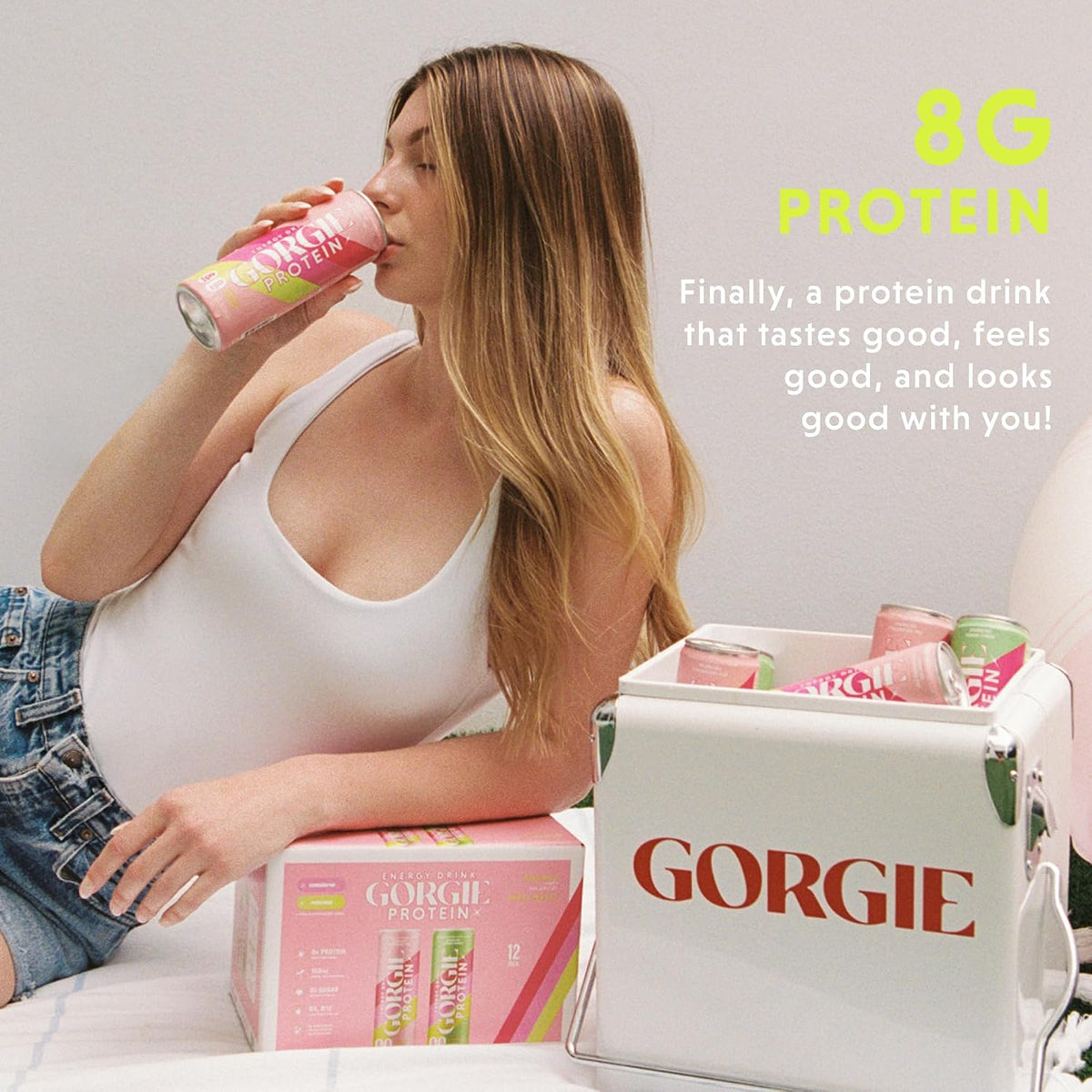 GORGIE Protein Energy Drink Variety Pack, 8g Protein, Sugar Free, 12 Pack