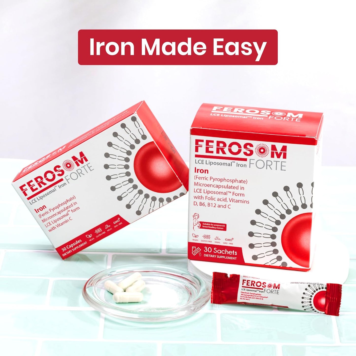 LCE Liposomal Iron Powder 21 mg, Iron Supplement, 30 Sachets