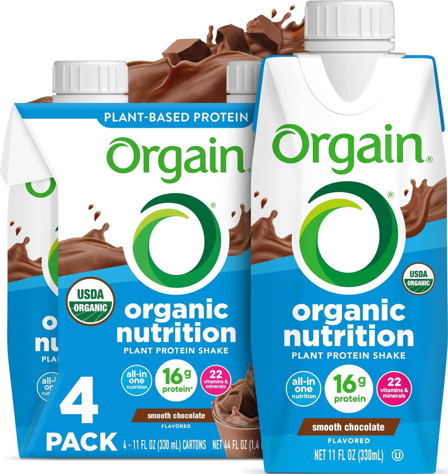 Orgain Organic Nutritional Vegan 16g Protein Shake, Vanilla, 11 oz, 12pk | Ready to drink plant based protein, meal replacement, 21 vitamins & minerals, fruits & vegetables, non-GMO, gluten-free