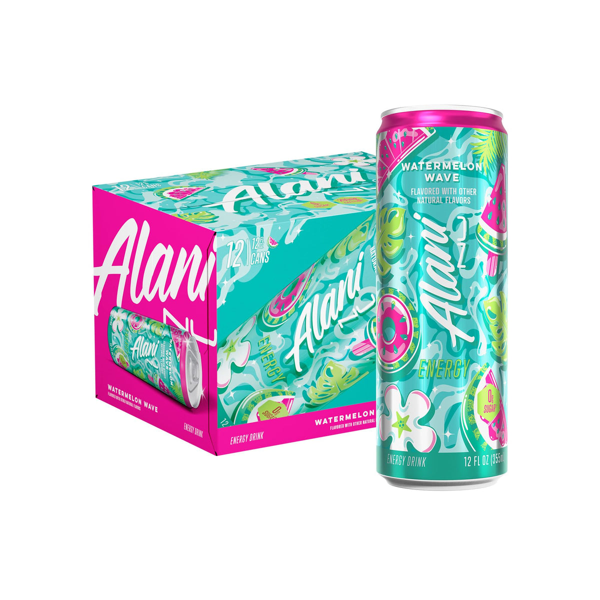 Alani Nu JUICY PEACH, Sugar Free, Low Calorie Energy Drinks, 200mg Caffeine, Biotin, B Vitamins, Zero Sugar, 10 Calories, 12 Fl Oz Cans, 24 Pack