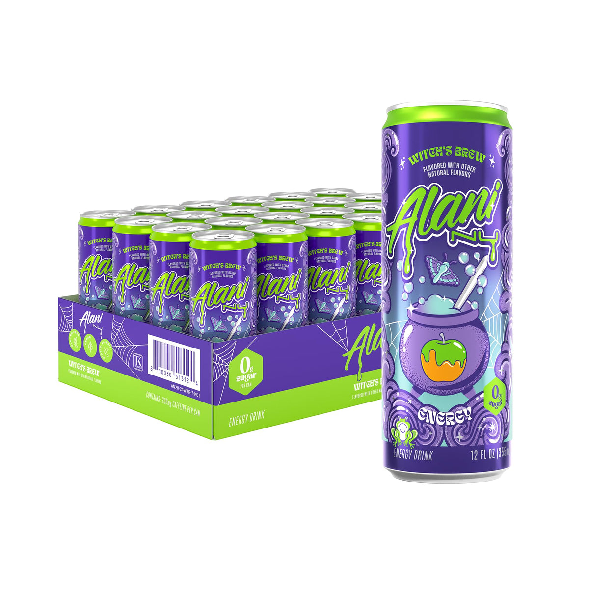 Alani Nu JUICY PEACH, Sugar Free, Low Calorie Energy Drinks, 200mg Caffeine, Biotin, B Vitamins, Zero Sugar, 10 Calories, 12 Fl Oz Cans, 24 Pack