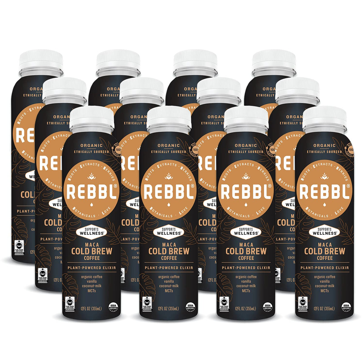 REBBL Plant Based Immunity Elixirs, Vanilla Protein, 12 Ounce (Pack of 12)