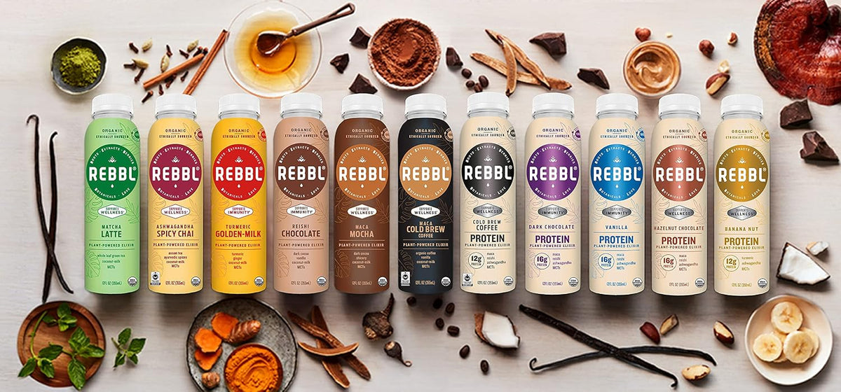 REBBL Plant Based Immunity Elixirs, Vanilla Protein, 12 Ounce (Pack of 12)