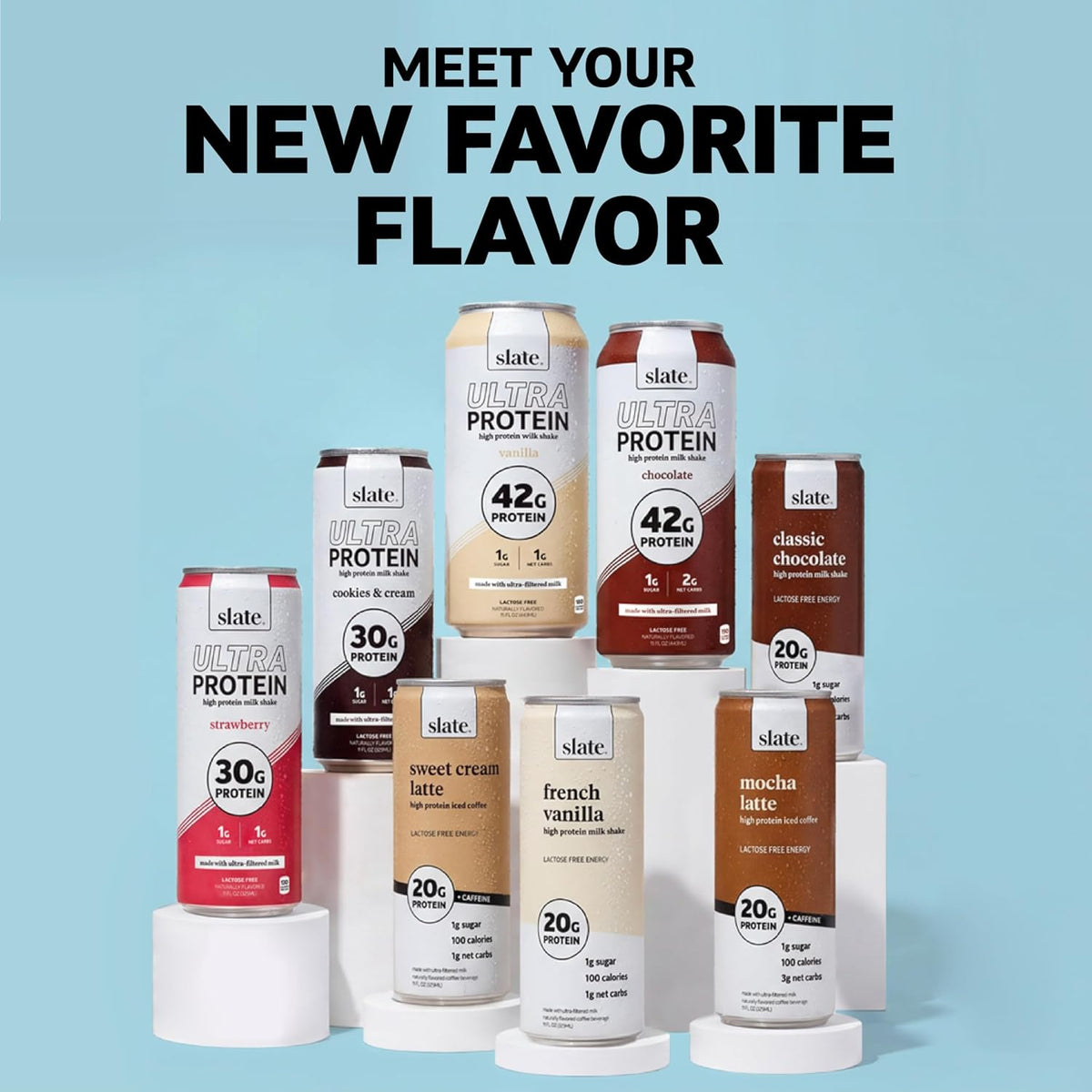 Slate Milk -Ultra Protein Shake-Strawberry-42g Protein,1g Sugar,180 Calories,1g Net Carbs-Lactose Free,No Added Sugar-Made with Ultra Filtered Milk- Breakfast Boost,Post Workout- 15 fl oz,12 Cans