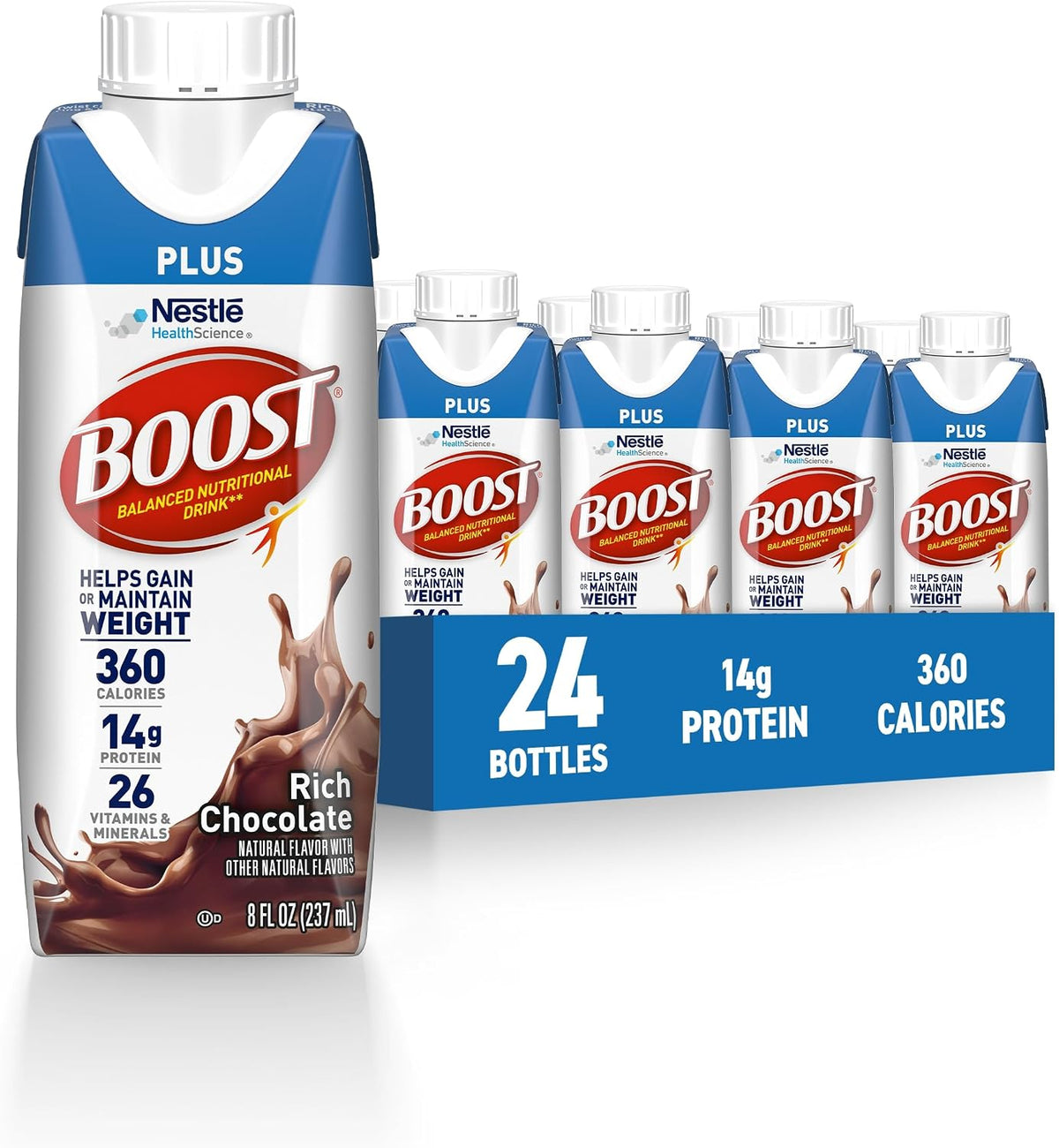 BOOST Plus Ready to Drink Nutritional Drink, Rich Chocolate, 24 Pack