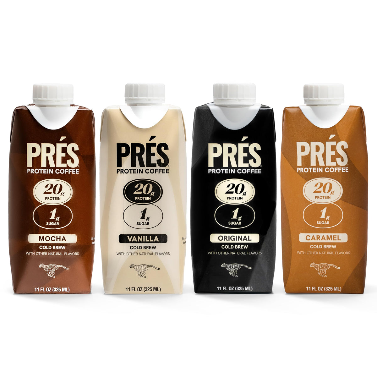 PRES Protein Coffee, Mocha, High Protein, Real Cold Brew, 20g Protein, 1g Sugar, 100 Calories, Protein Snacks, No Added Sugar, Coffee, Breakfast, Protein, Kosher, Soy Free, Nut Free, Non-GMO, Low Carb (12 Pack)
