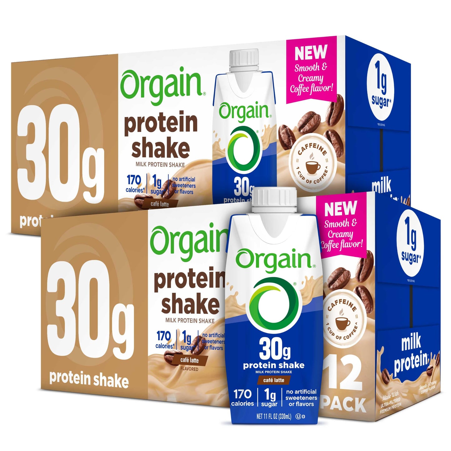 Orgain 30g High Protein Dairy Shake, 5g BCAAs, Chocolate, 11 oz, 12pk | Ready to drink dairy isolate milk protein, meal replacement, 1g sugar per serving, keto friendly, gluten free