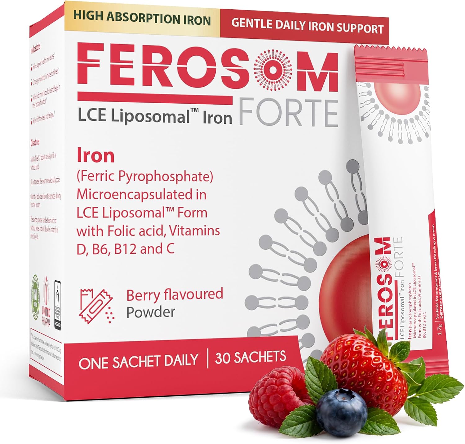 LCE Liposomal Iron Powder 21 mg, Iron Supplement, 30 Sachets
