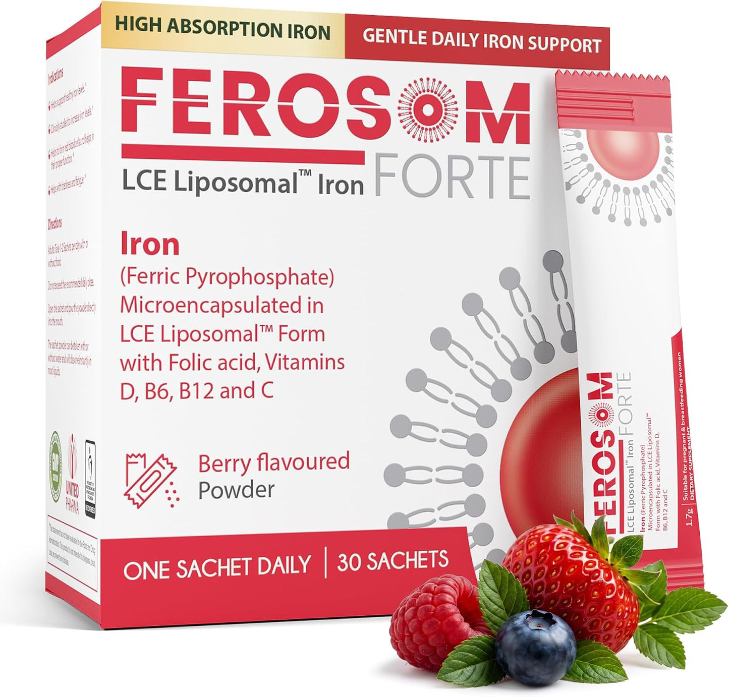 LCE Liposomal Iron Powder 21 mg, Iron Supplement, 30 Sachets
